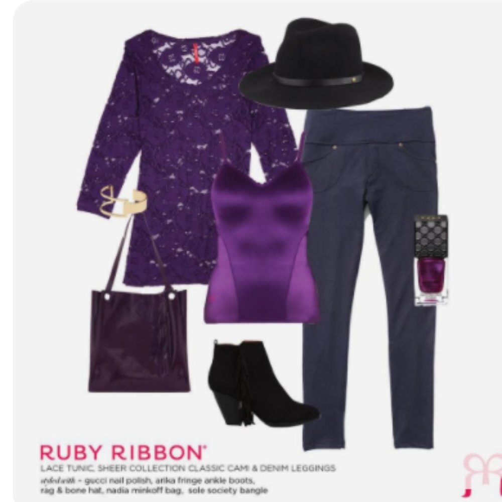 RUBY RIBBON Lace Tunic Deep PURPLE Size SMALL